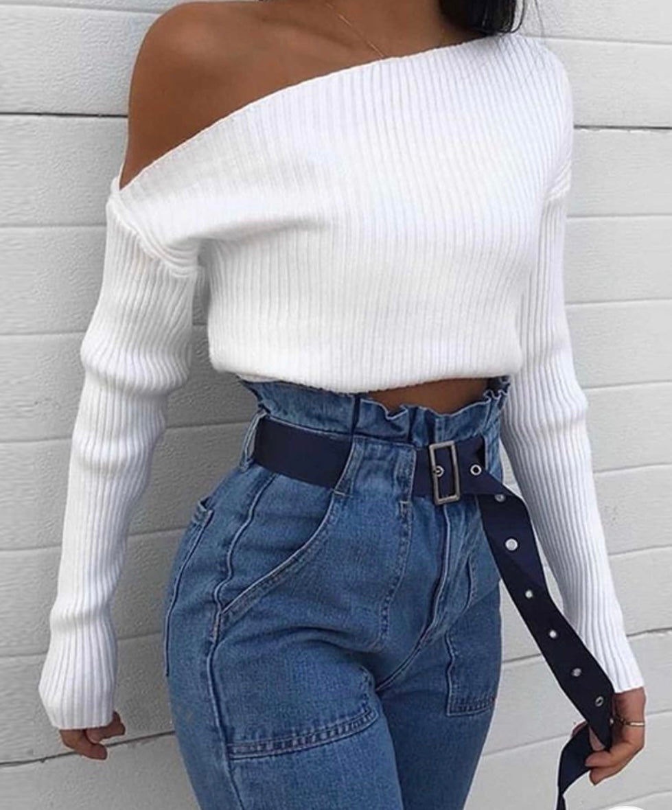 COLD SHOULDER SWEATER