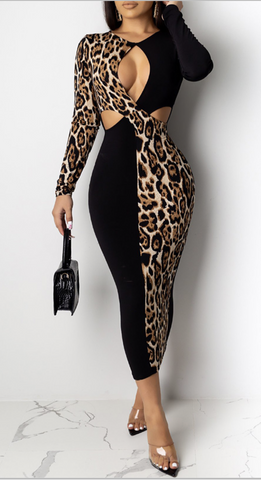 PEEK A BOO LEOPARD DRESS